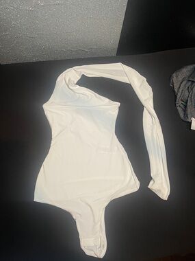 White One-Shoulder Long-Sleeve Bodysuit